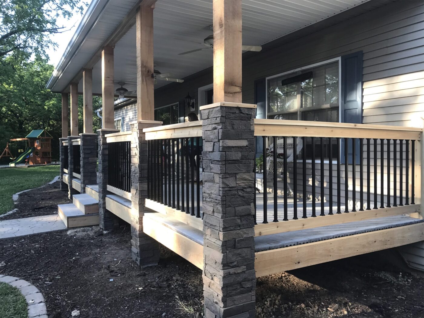 Looking for creative porch post wraps? Check out Laci's faux stone porch columns from GenStone! Browse our stone columns for DIY installation