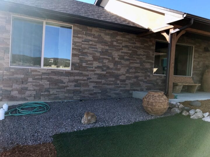 Beautiful Home Exterior with Desert Sunrise Stacked Stone