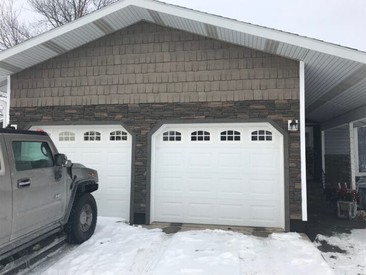 A garage siding update project idea, using our Stratford Stacked Stone panels.