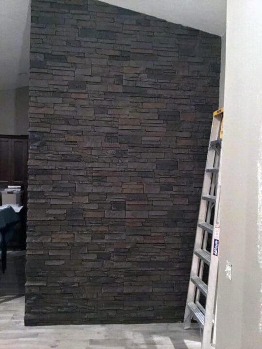 An accent wall made with our Coffee Stacked Stone panels.