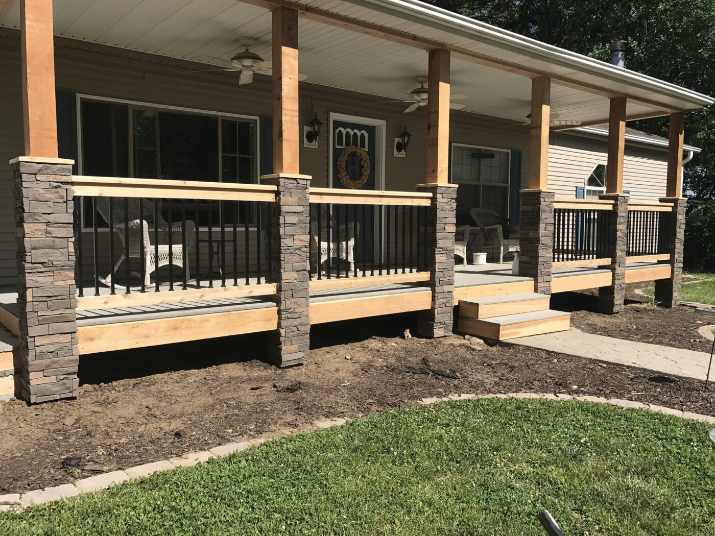 A DIY home porch columns project using our Stratford Stacked Stone panels.