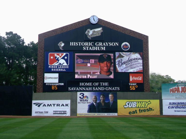 Brick Facade on Baseball Scoreboard
