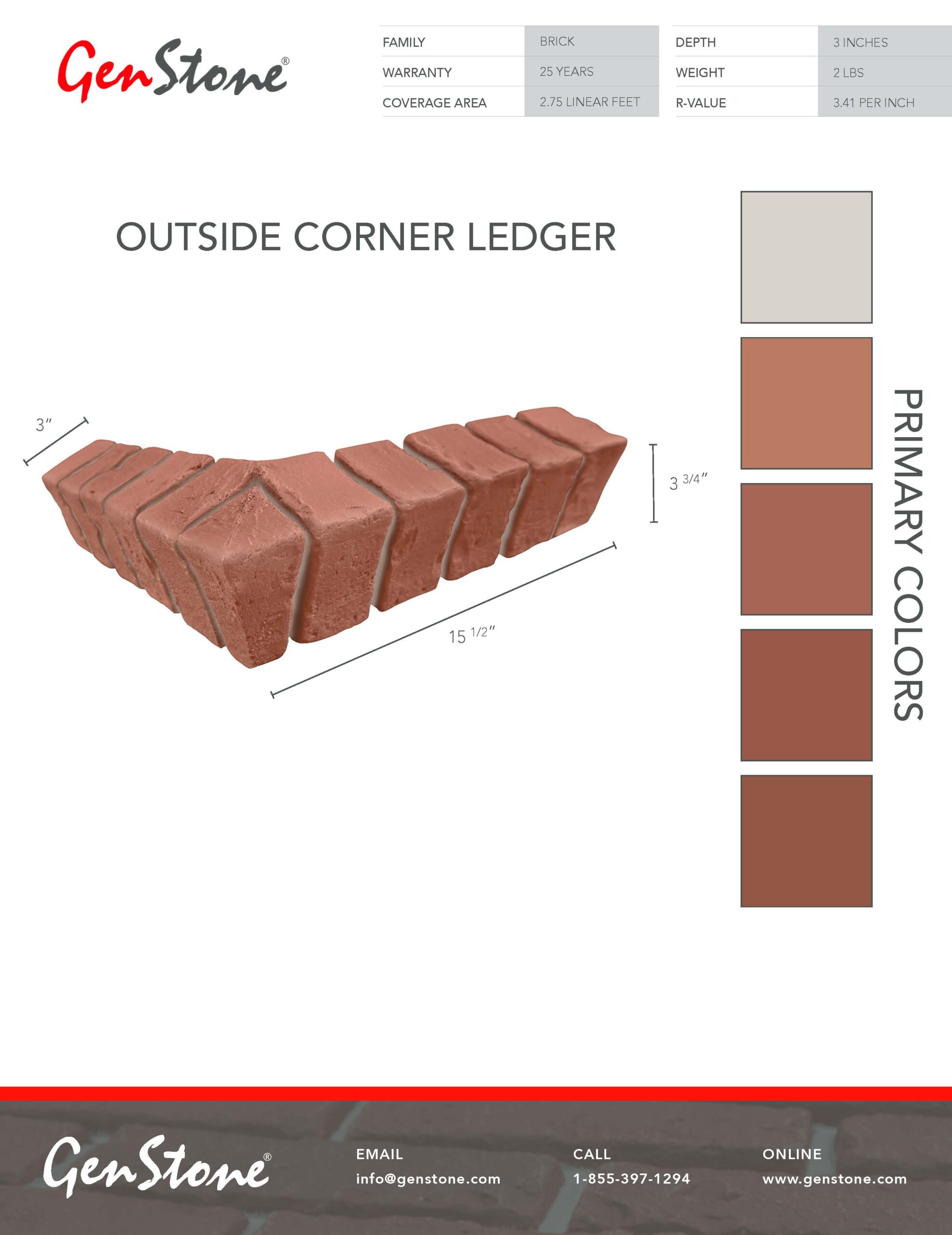 2022 Classic Brick System - Outside Corner Ledger