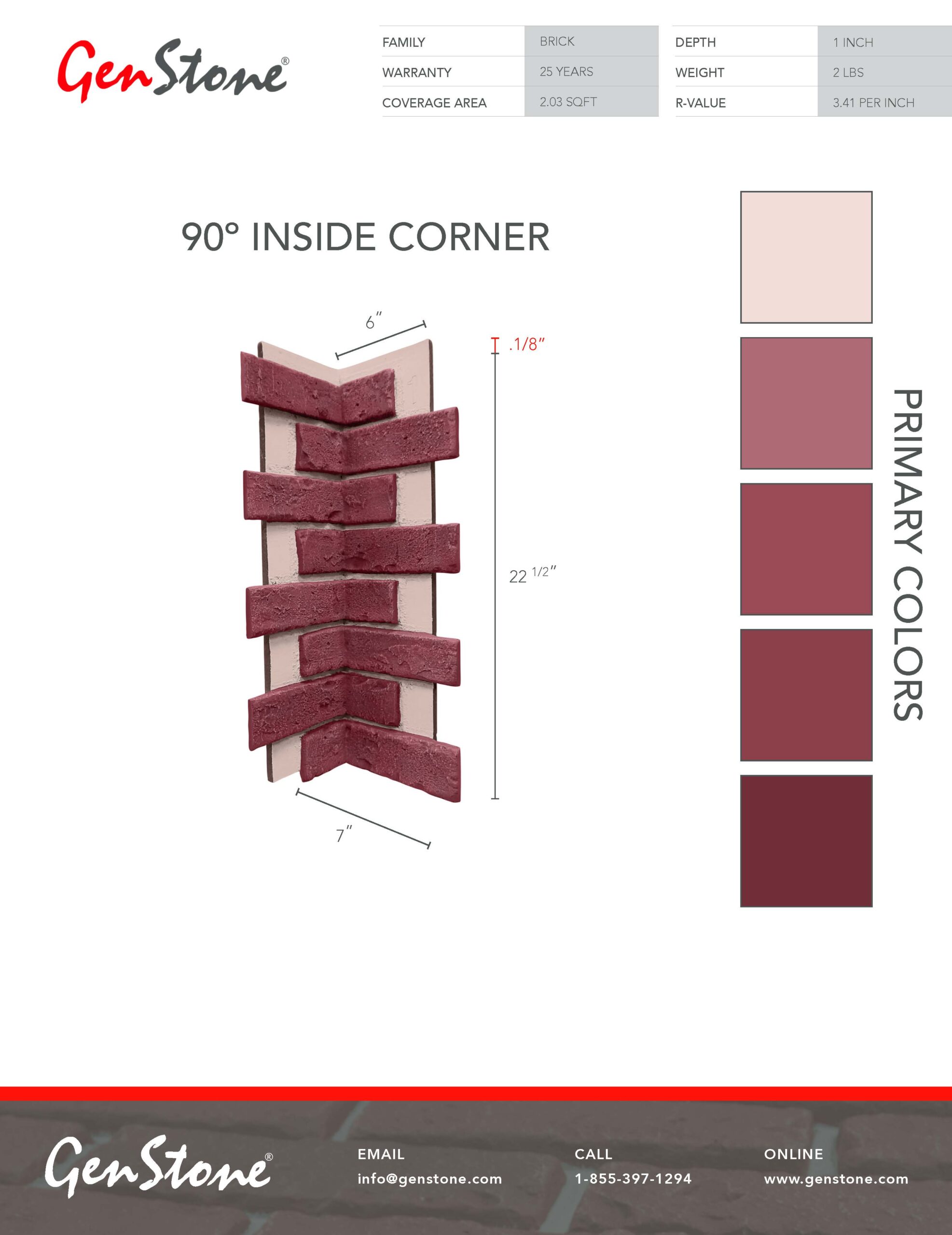 2022 Deep Red Brick System - Inside Corner Panel