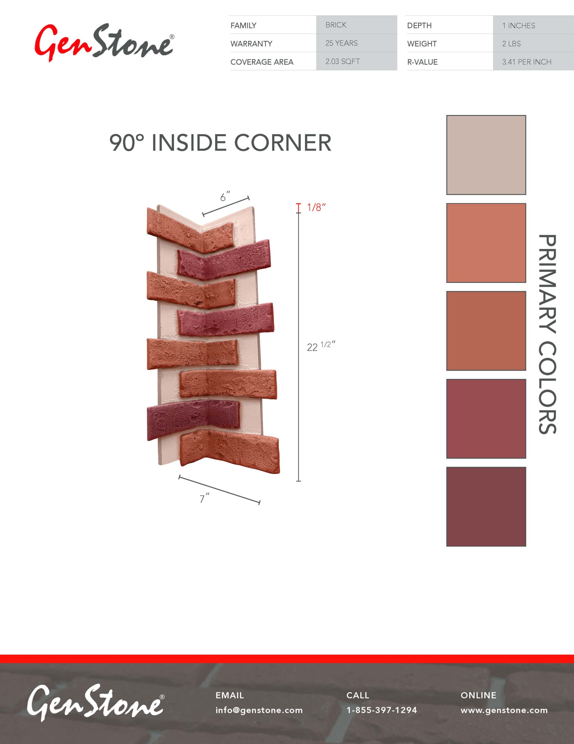 2022 Multi Color Brick System - Inside Corner Panel