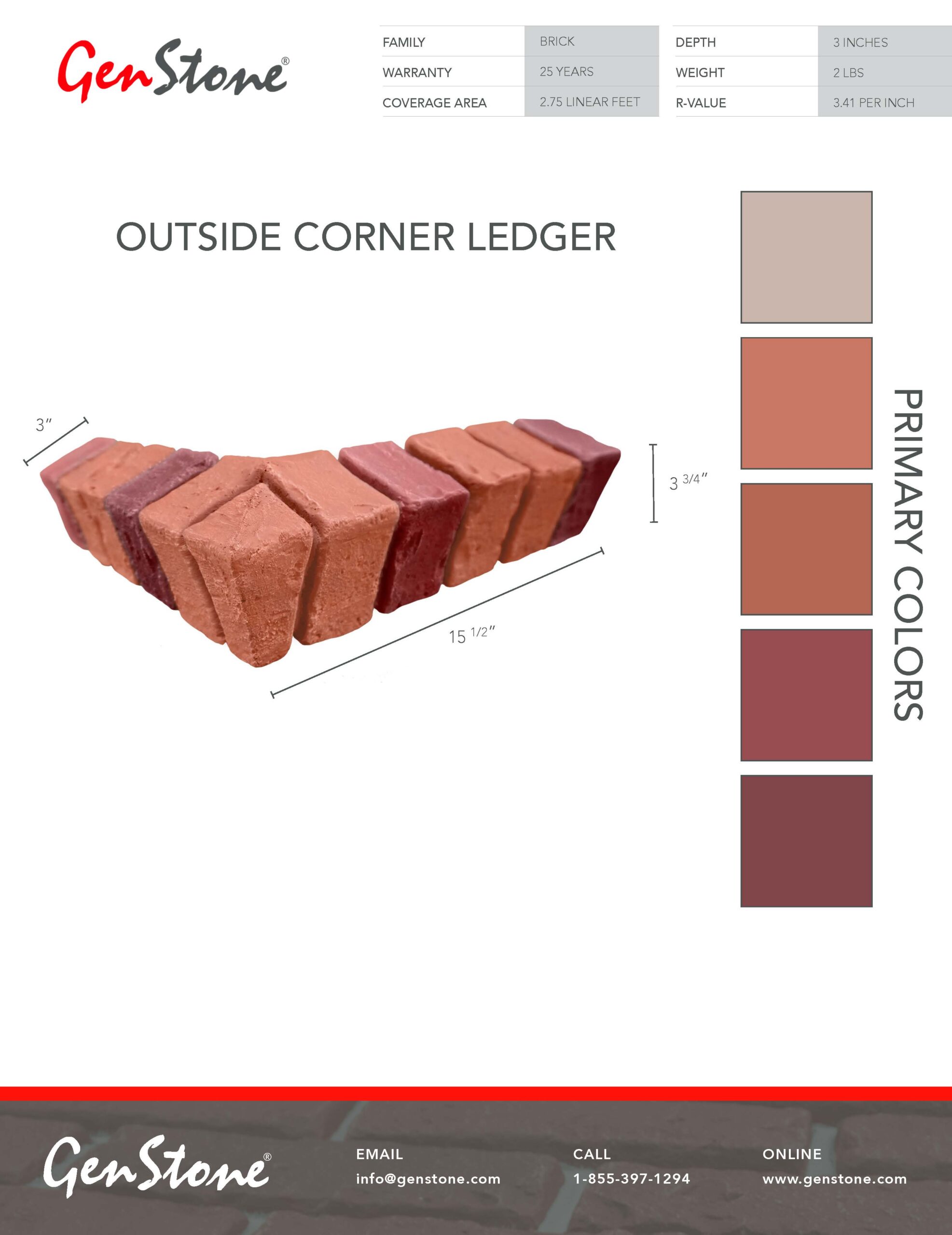 2022 Multi Color Brick System - Outside Corner Ledger