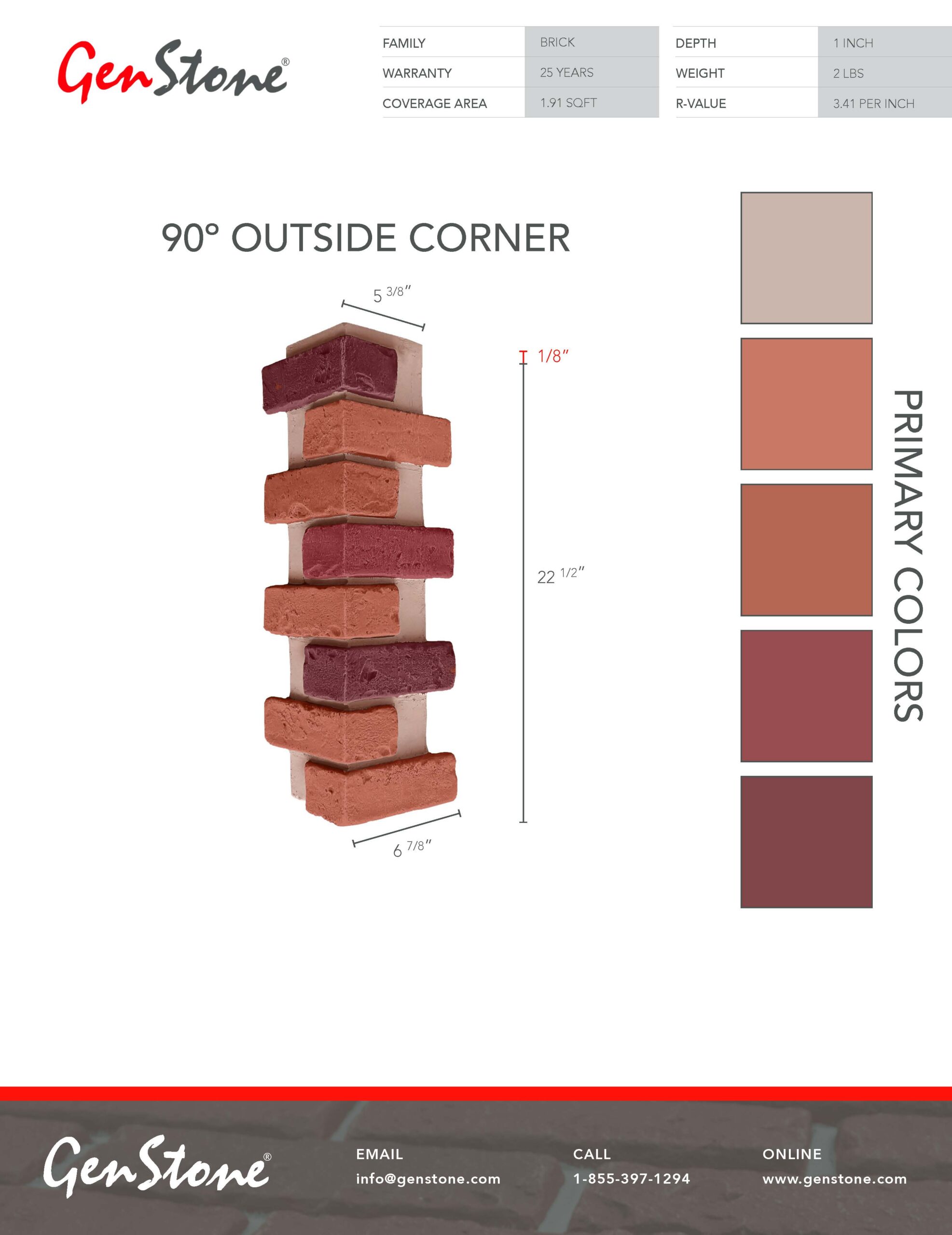 2022 Multi Color Brick System - Outside Corner Panel