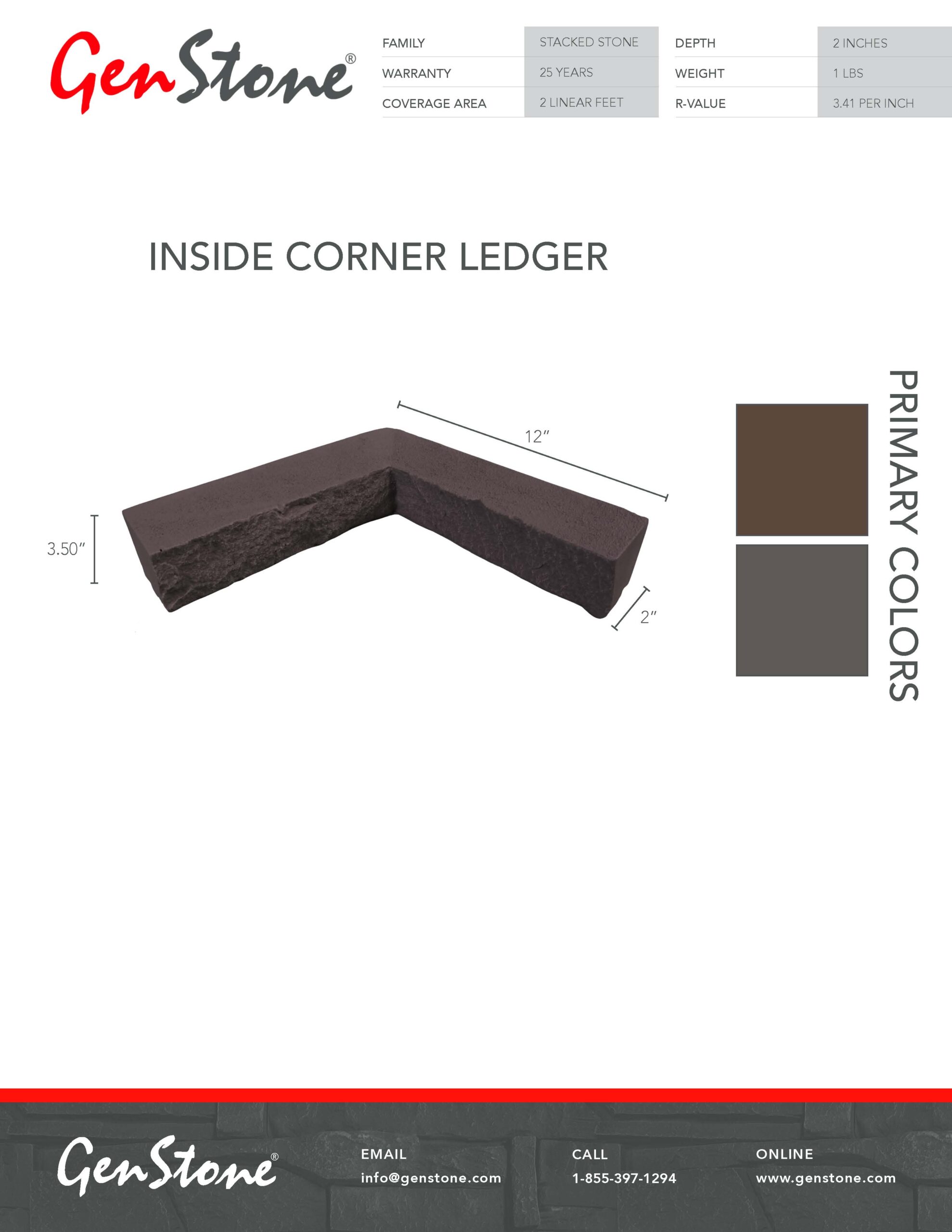 2022 Coffee Stacked Stone System - Inside Corner Ledger