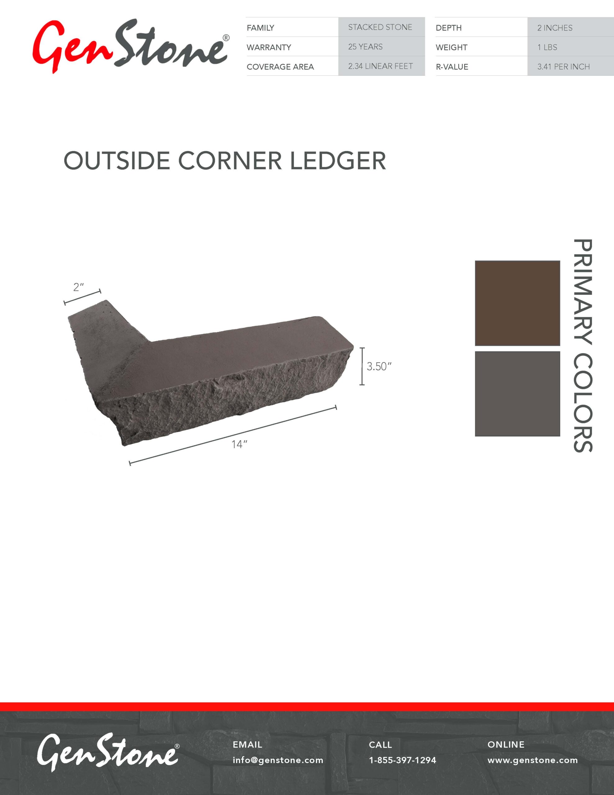 2022 Coffee Stacked Stone System - Outside Corner Ledger