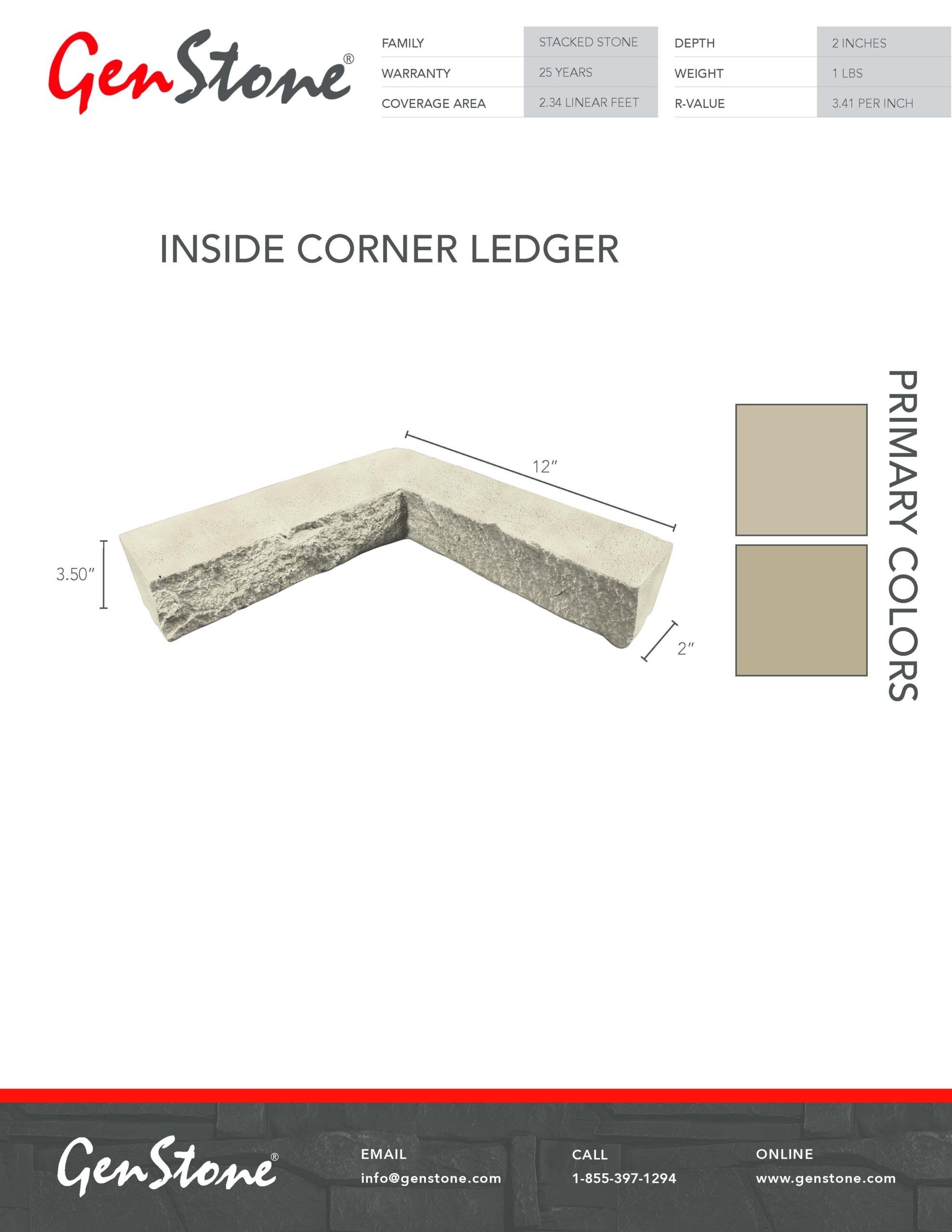 2022 Vanilla Bean Stacked Stone System - Inside Corner Ledger