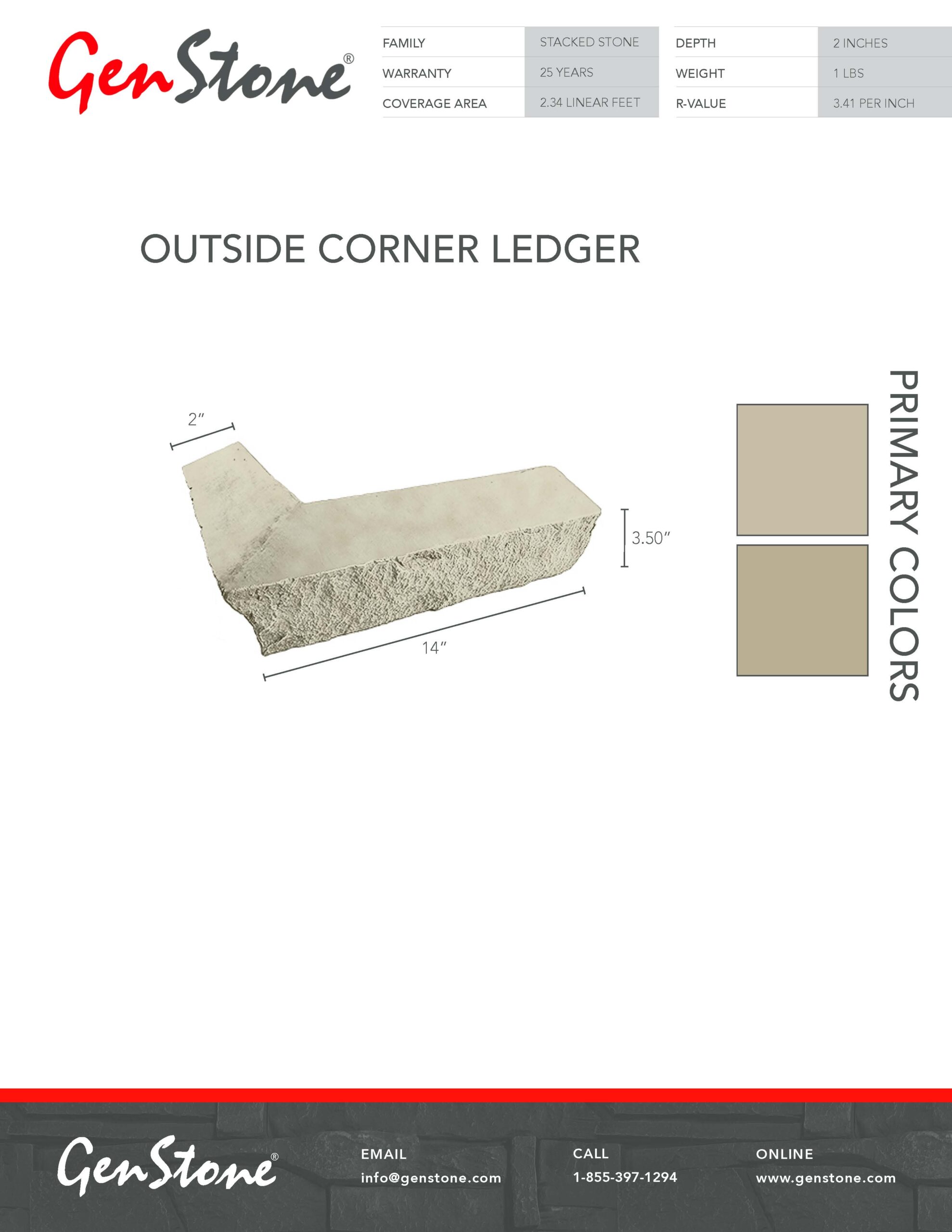 2022 Vanilla Bean Stacked Stone System - Outside Corner Ledger
