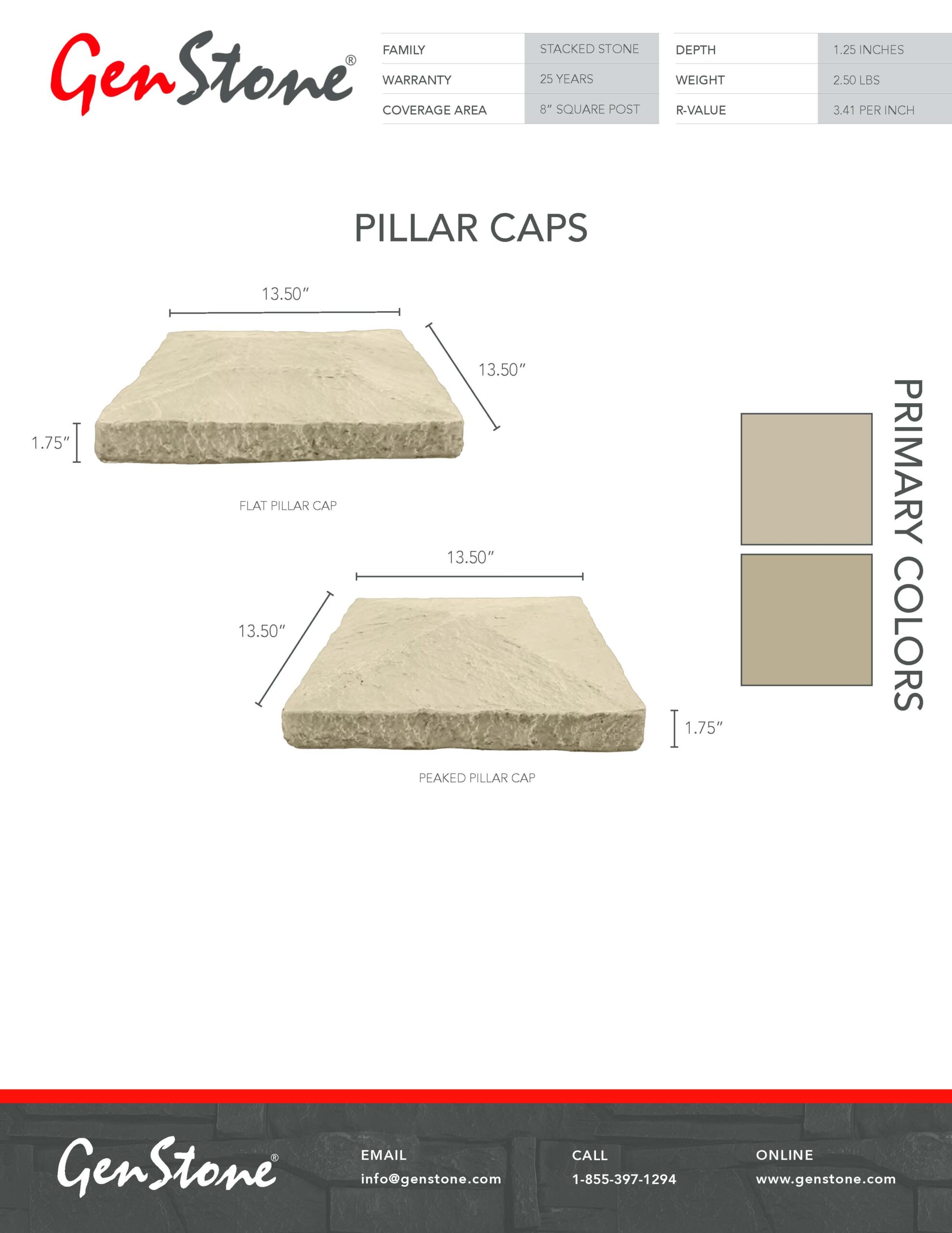 2022 Vanilla Bean Stacked Stone System - Pillar Caps