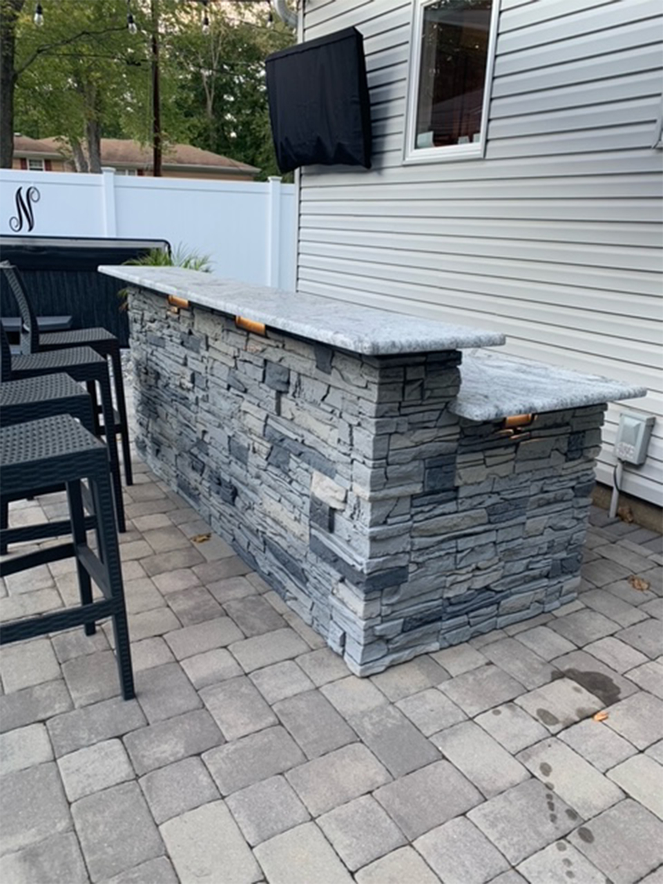 Finished DIY Stone Patio Bar