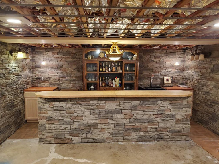 DIY bar, faux stone bar