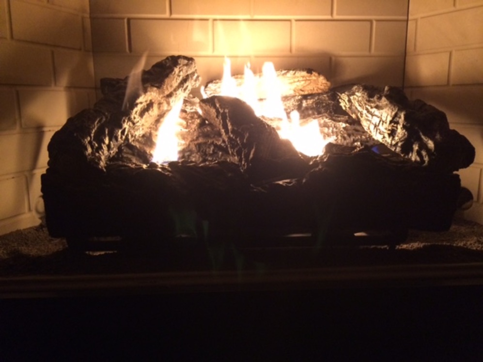 enjoying the DIY fireplace