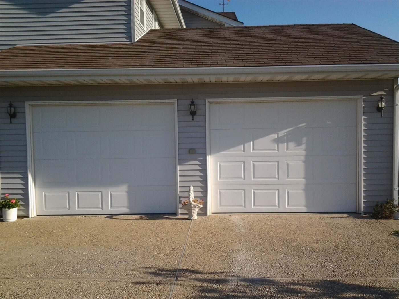 Garage Before Stacked Stone Wall