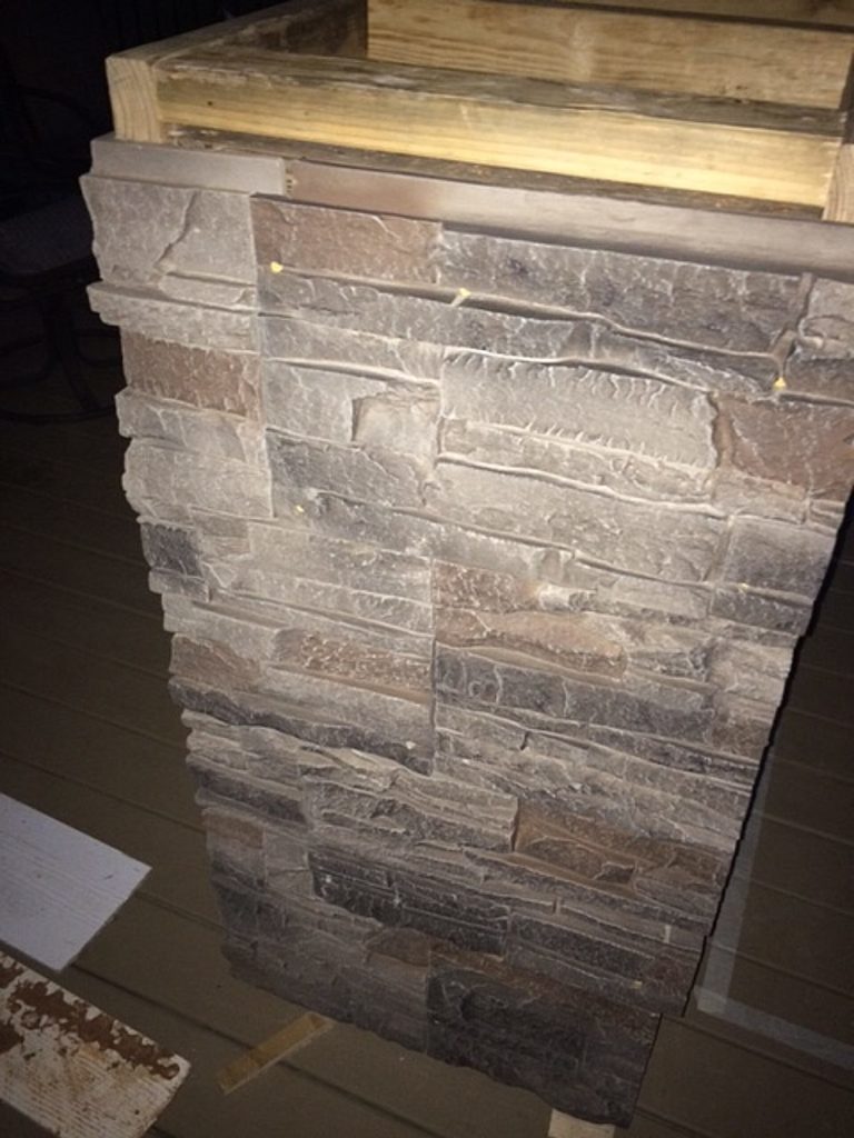Keystone stacked stone for patio fireplace
