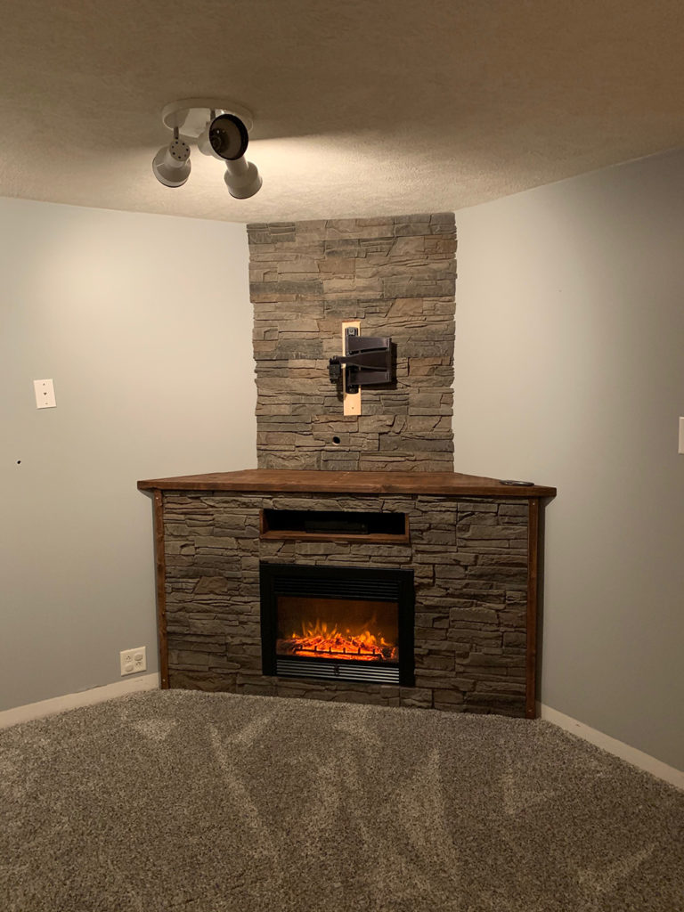 DIY faux fireplace, faux stone fireplace ideas