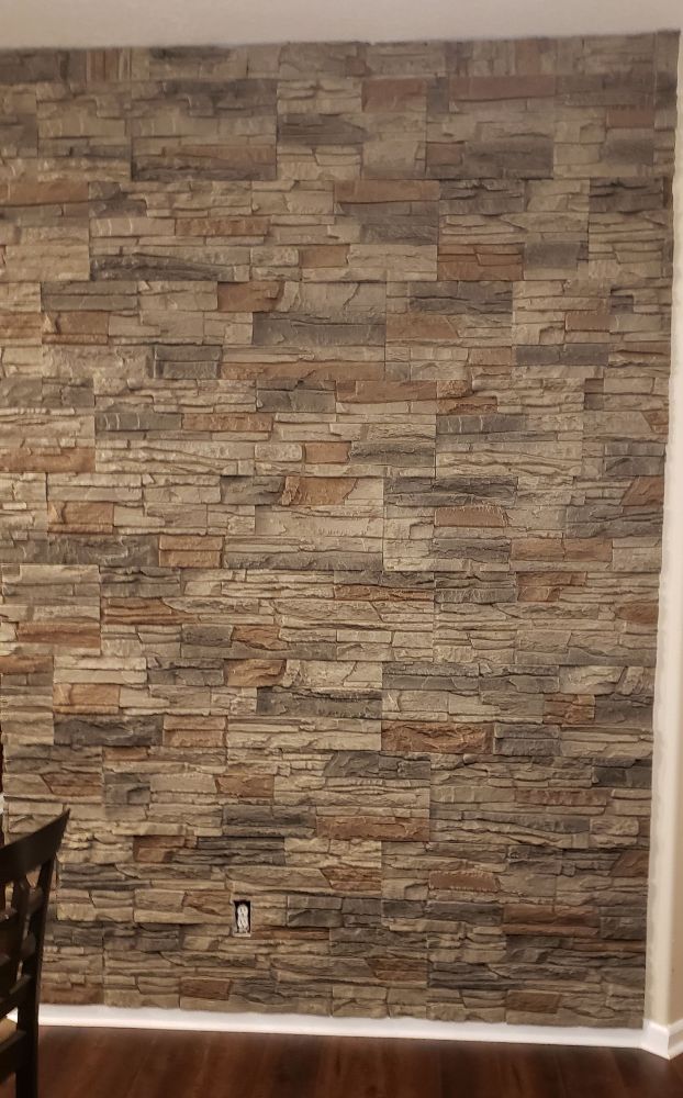 stacked stone accent wall