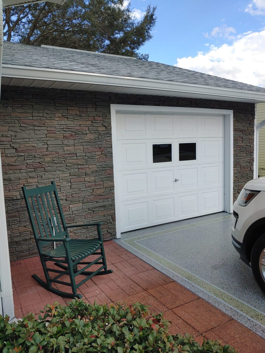 Keystone Stone Veneer Around the Garage Front