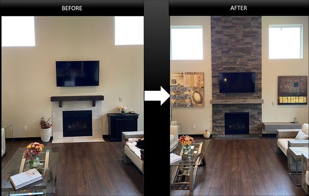 Kenai Fireplace Before and After