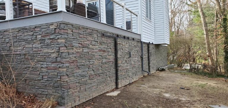 One of the many DIY deck wainscoting project ideas completed using Keystone Stacked Stone panels.
