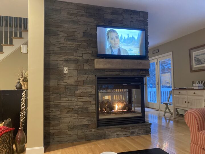 Kenai faux stone gas fireplace