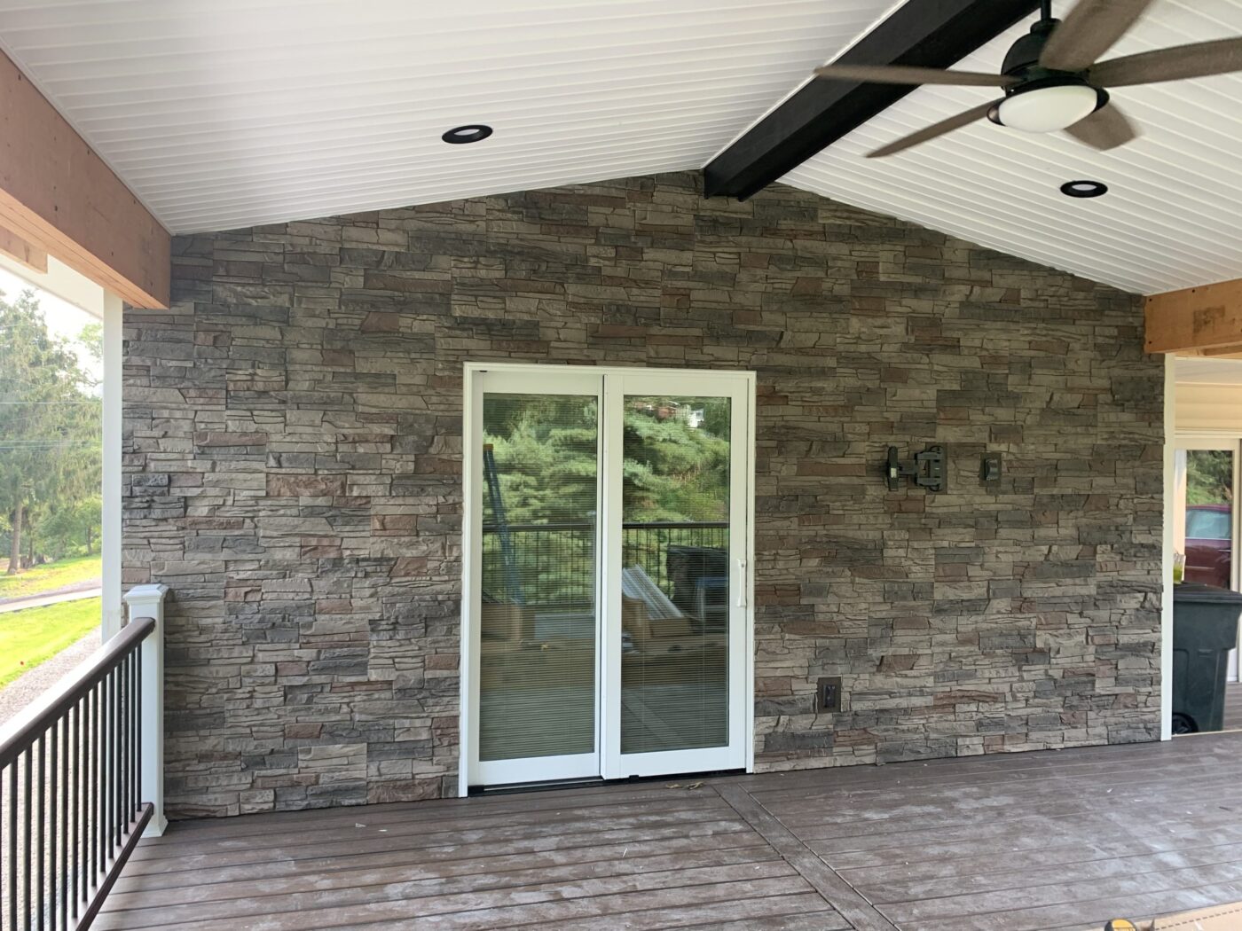 Kenai faux stone deck accent wall