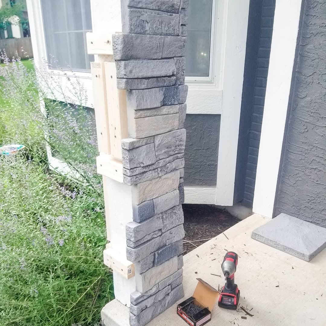 Northern Slate porch post before and after