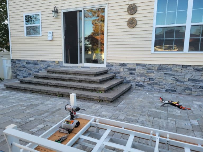 Northern Slate faux stone patio wainscoting