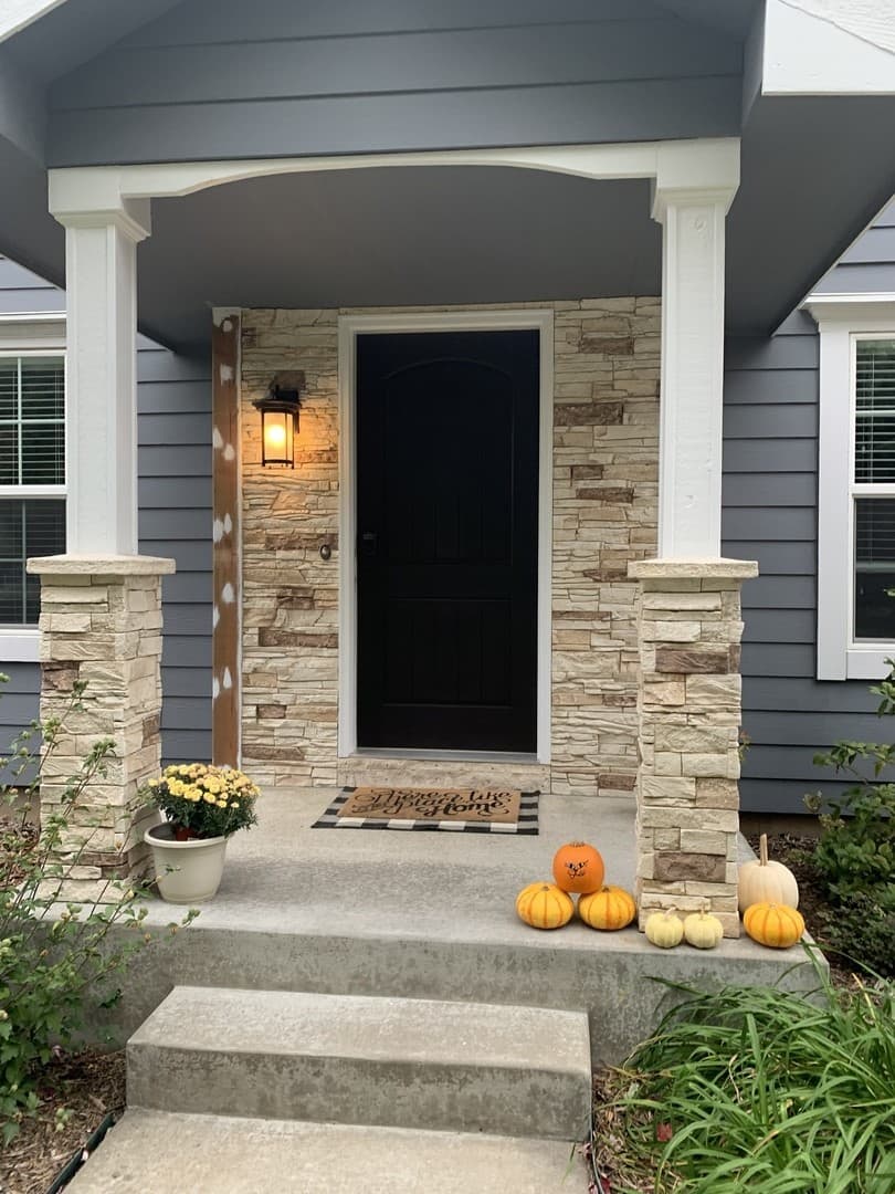 DIY stone veneer front door