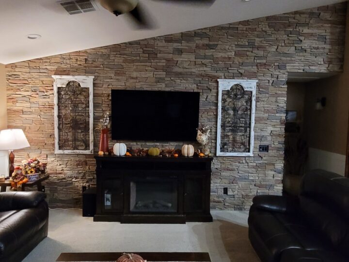 Desert Sunrise Faux Stone Living Room Accent Wall