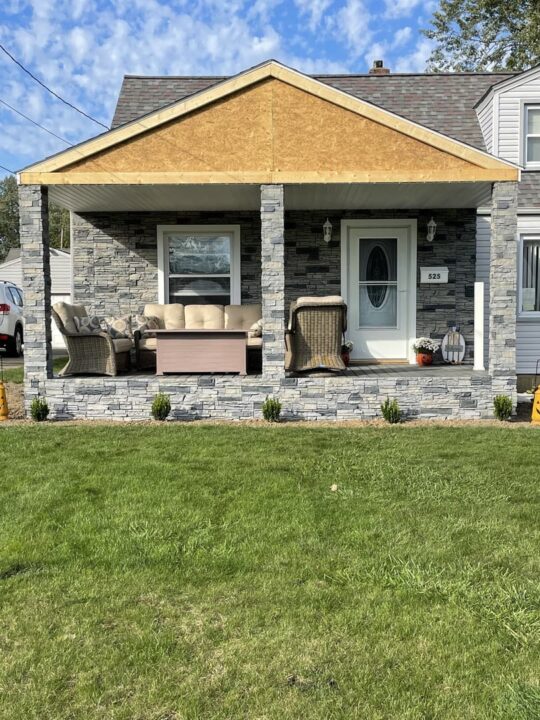 Northern Slate faux stone front patio