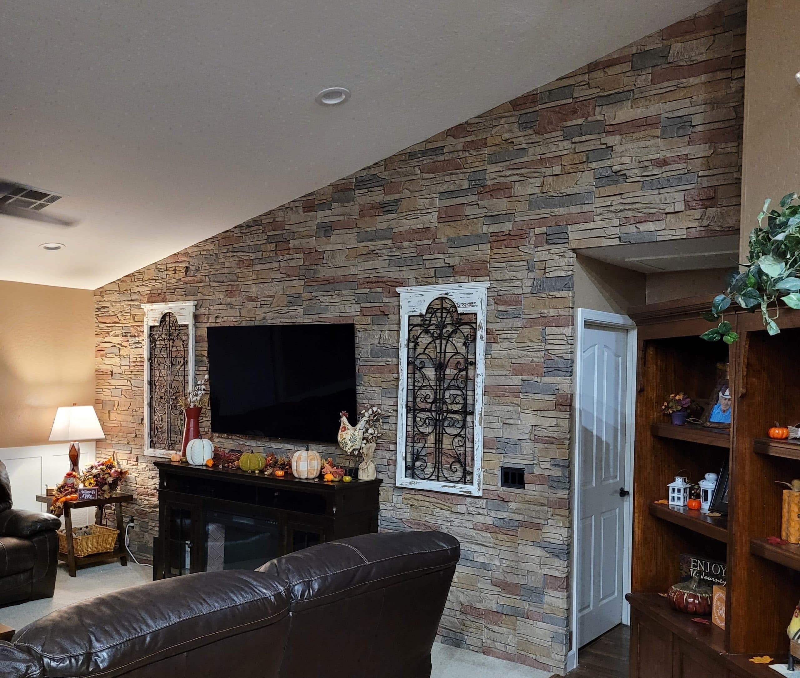Faux Stone Living Room Accent Wall