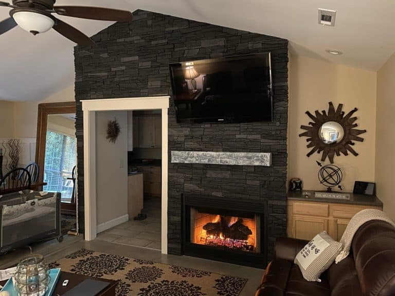 Iron Ore living room fireplace wall