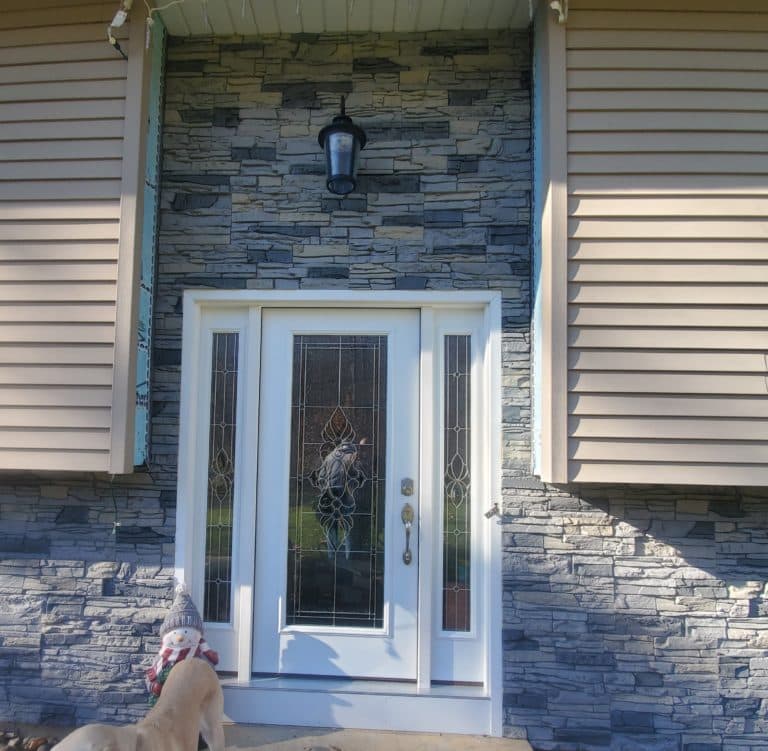 Northern Slate wainscoting and front door facelift