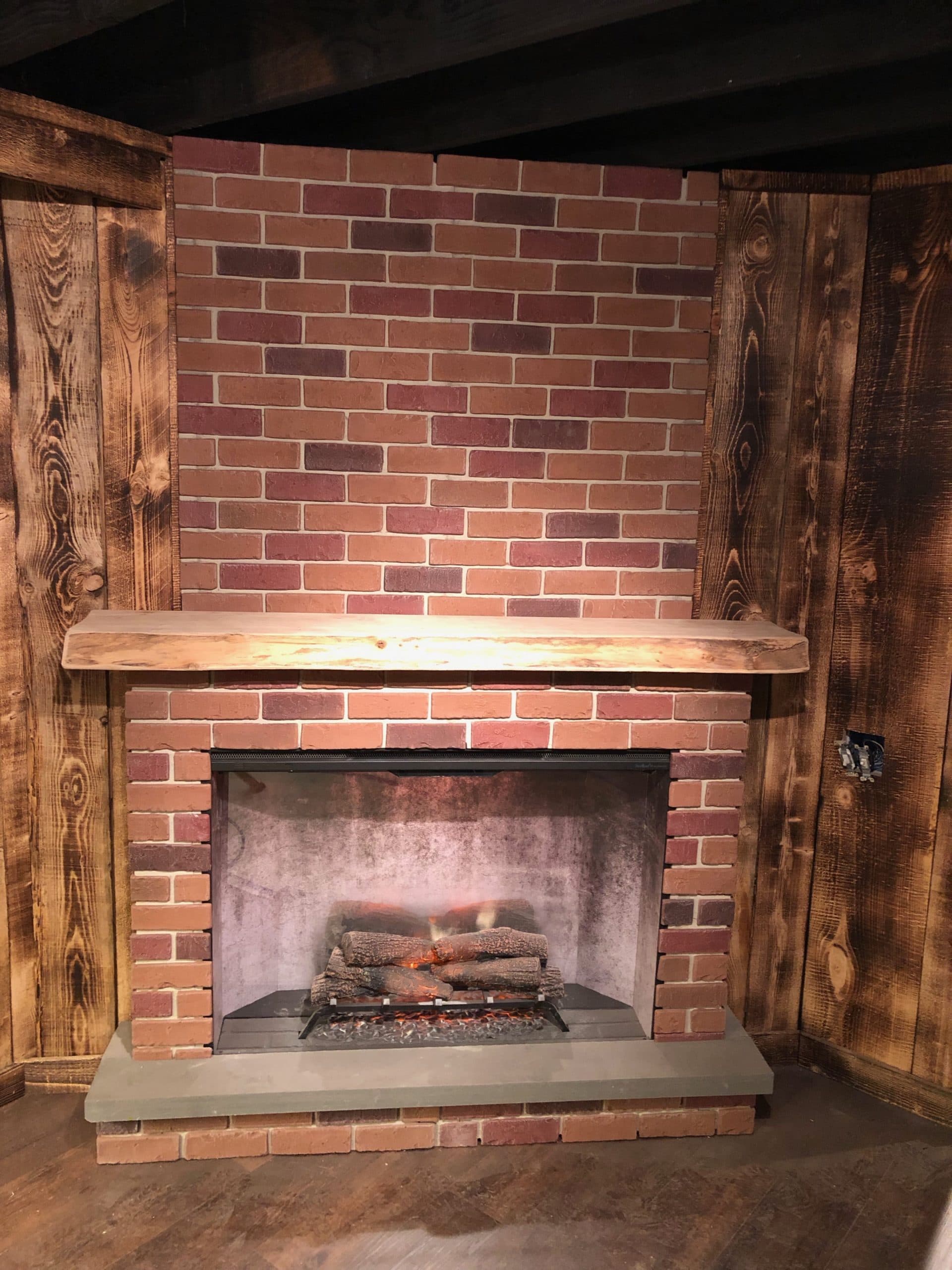 brick veneer fireplace