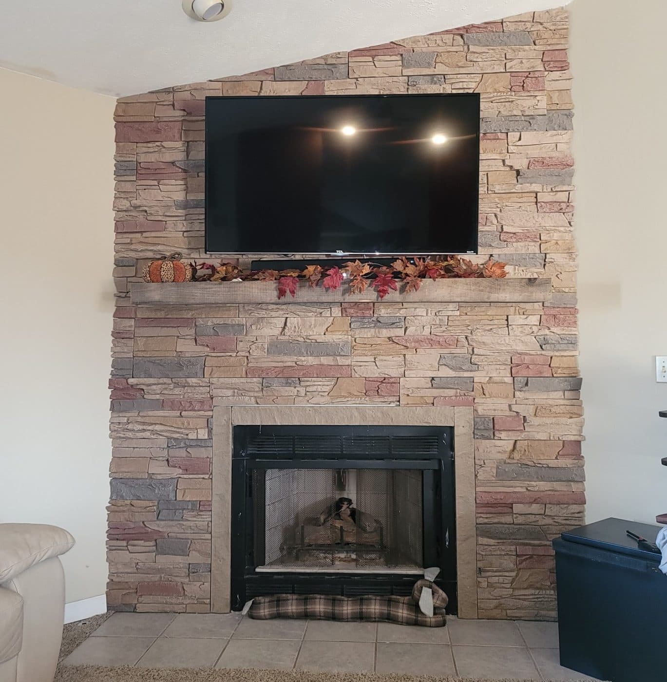 Stratford Stacked Stone fireplace wall design ideas