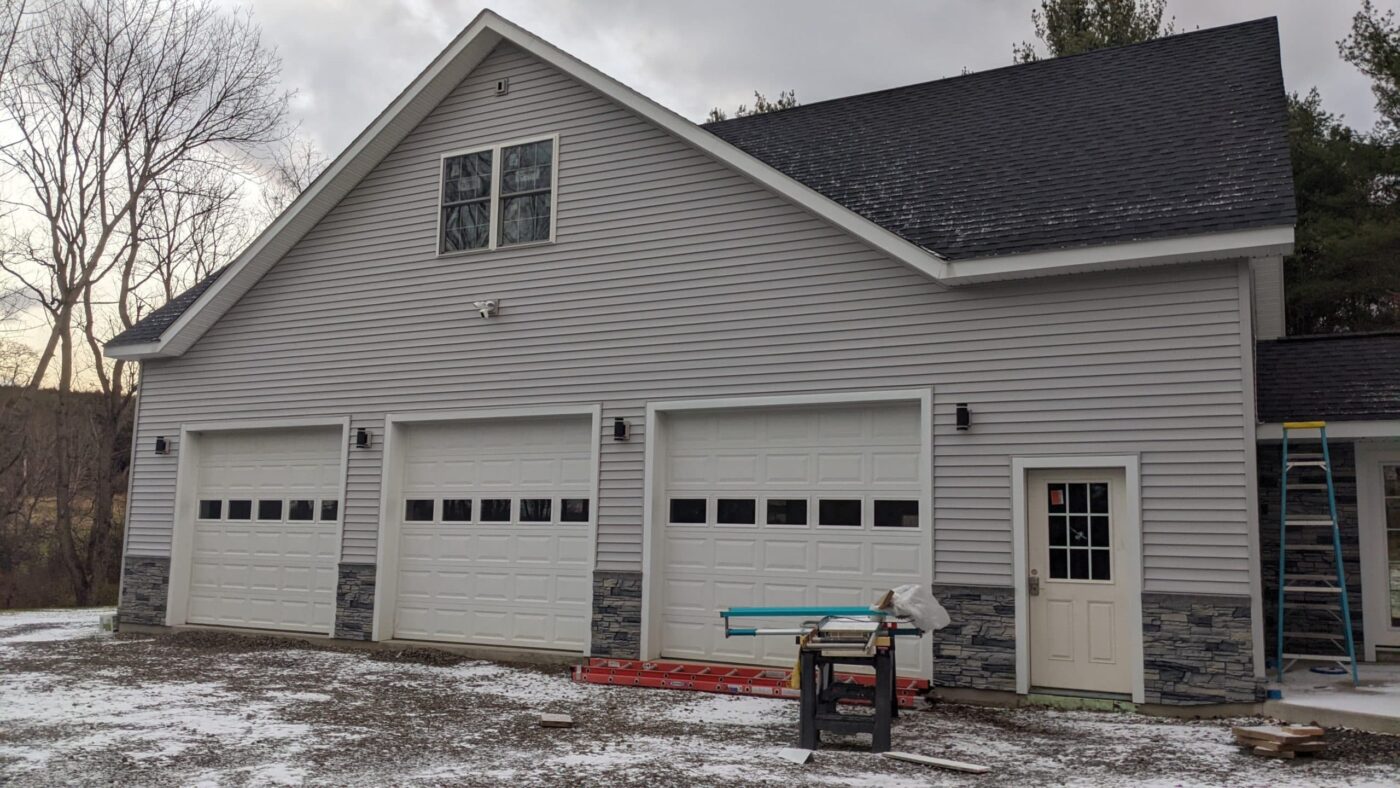 Northern Slate Stone veneer garage wainscoting