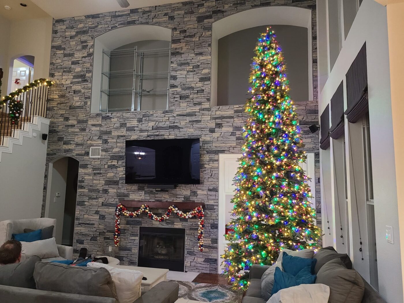 Northern Slate stone veneer living room accent wall