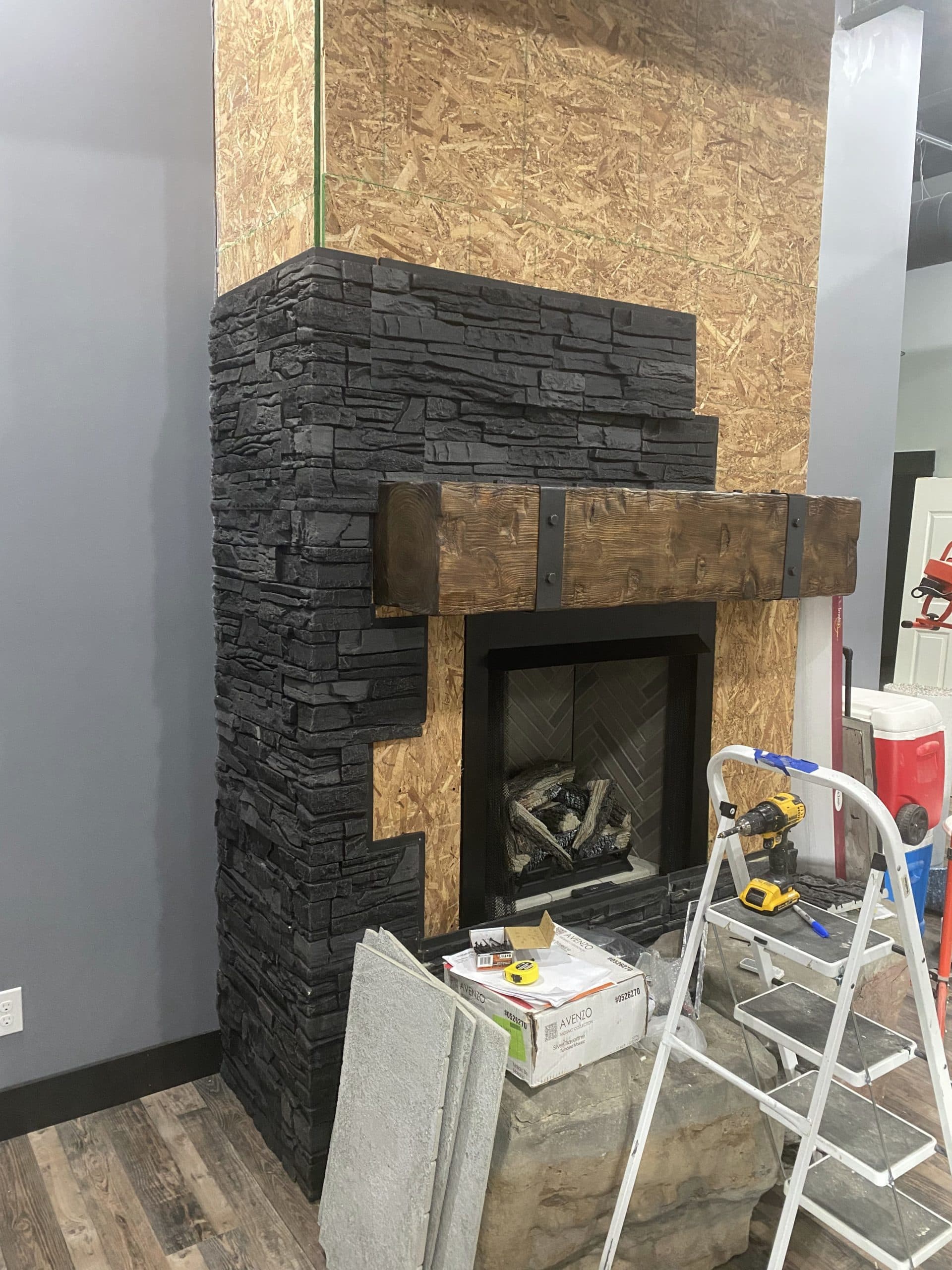 Building Iron Ore design living room fireplace
