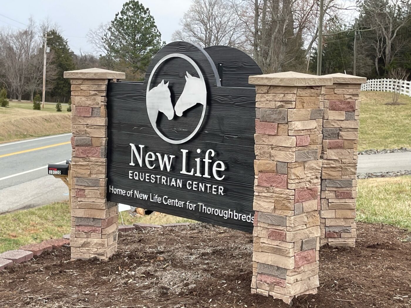 After faux stone commercial sign