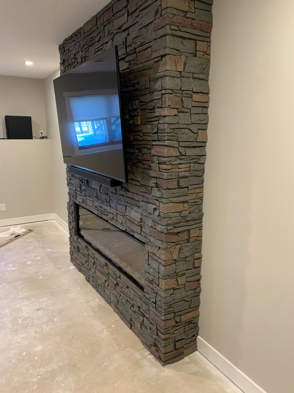 DIY TV wall fireplace surround