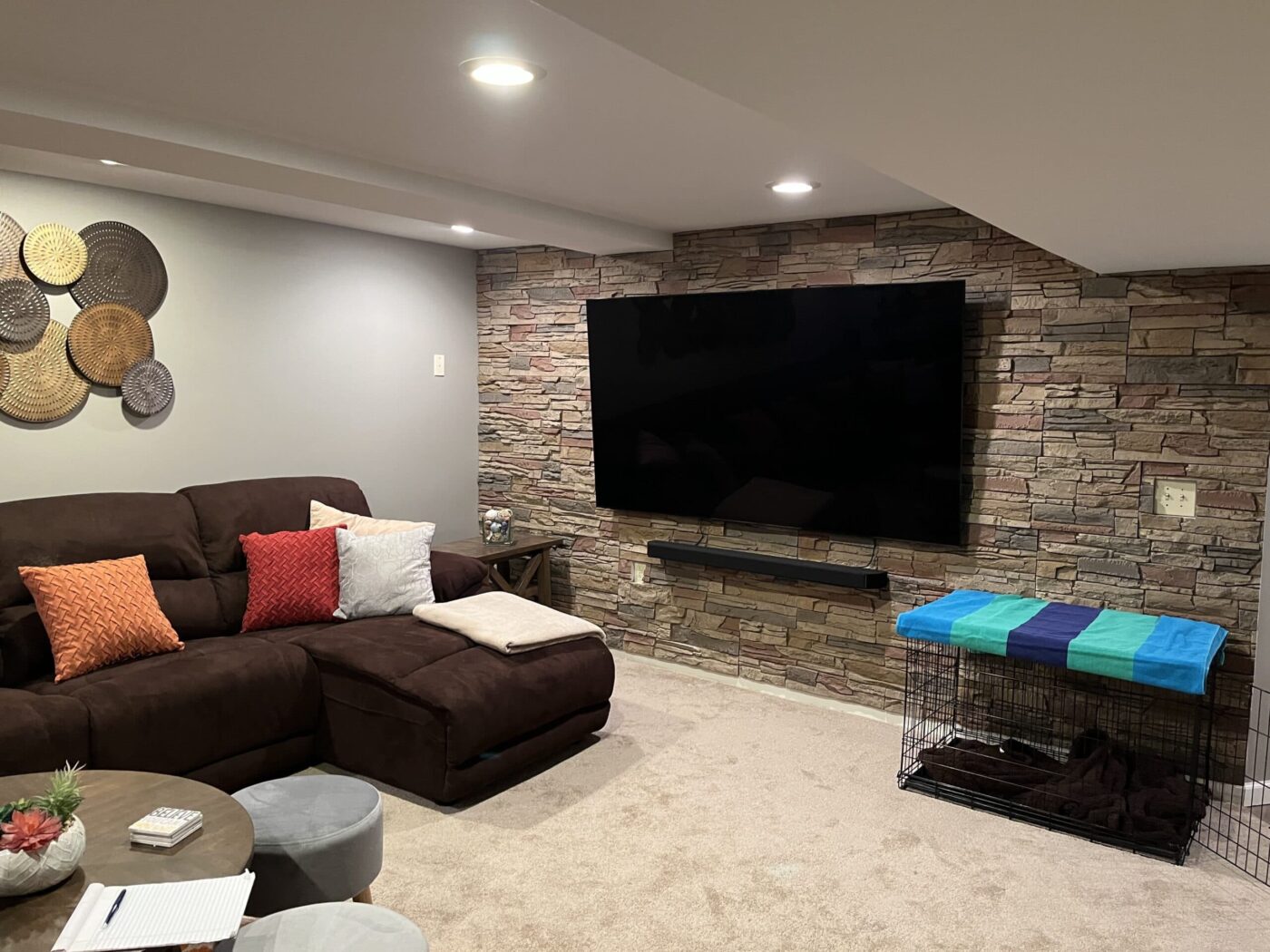 Desert Sunrise faux stone basement accent wall