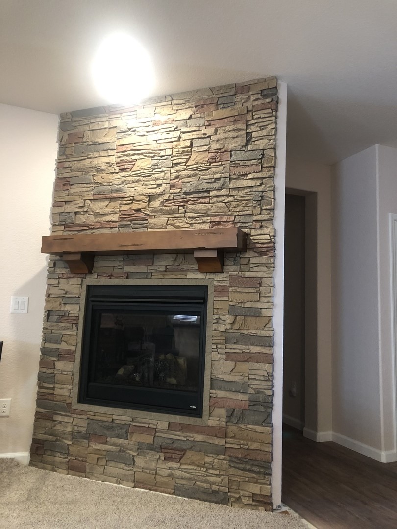 design ideas for a Desert Sunrise faux stone fireplace wall