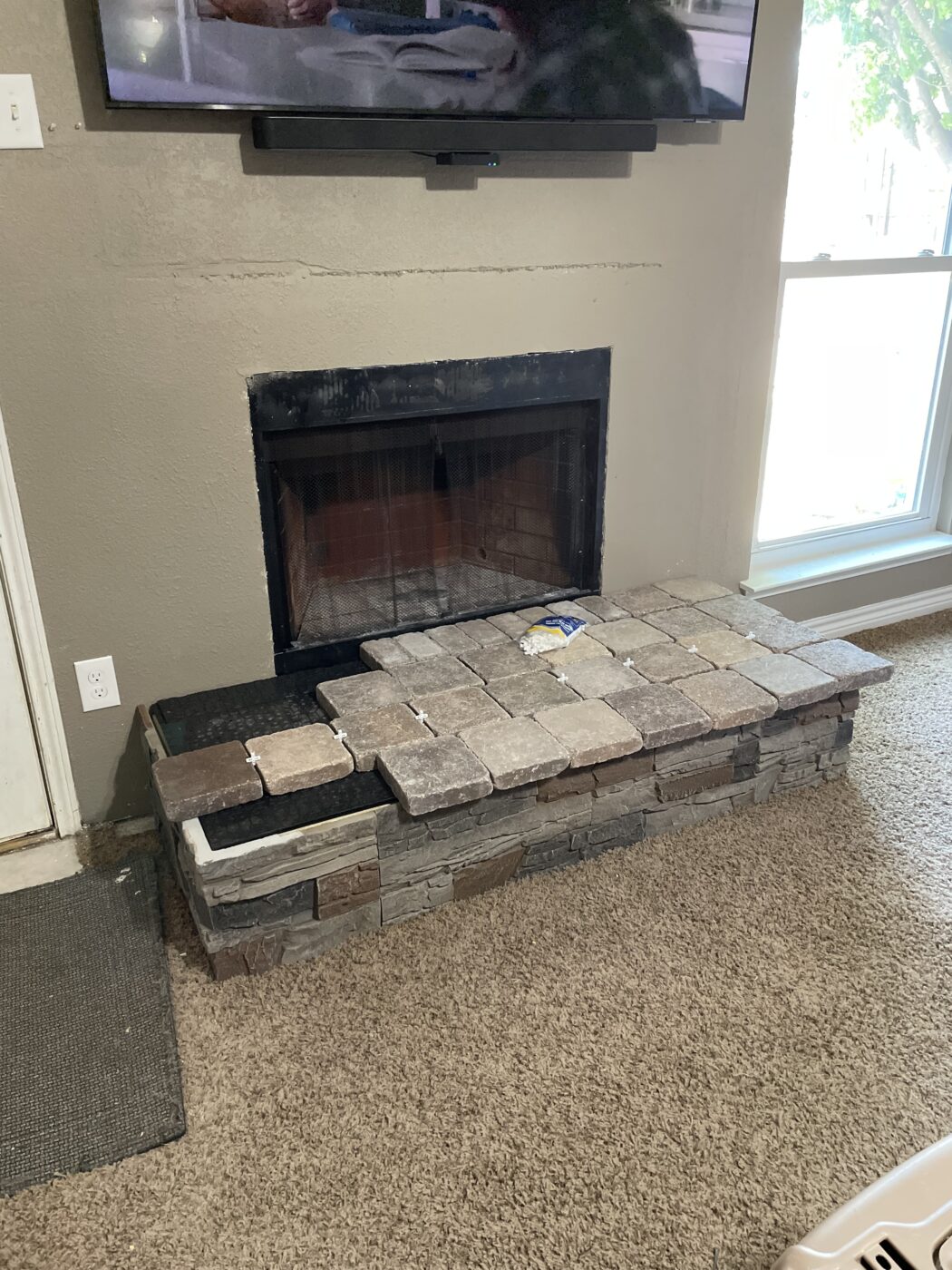 During installation fireplace surround hearth
