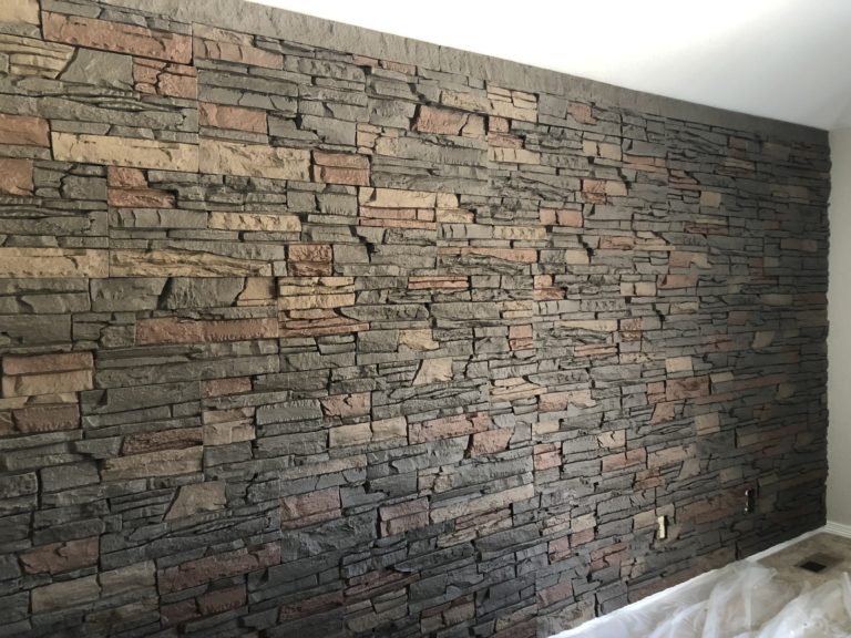 Stratford faux stone bedroom accent wall