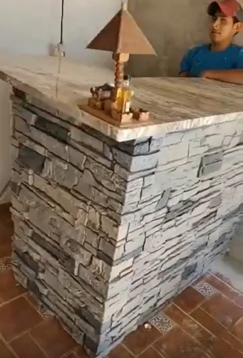 Northern Slate faux stone DIY interior bar