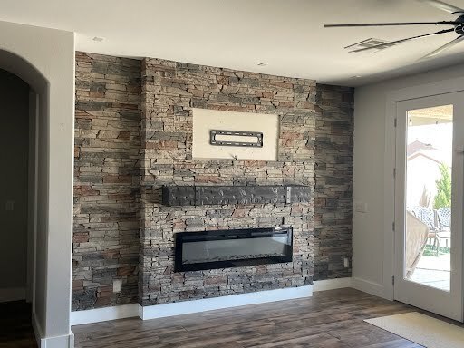 electric fireplace TV accent wall