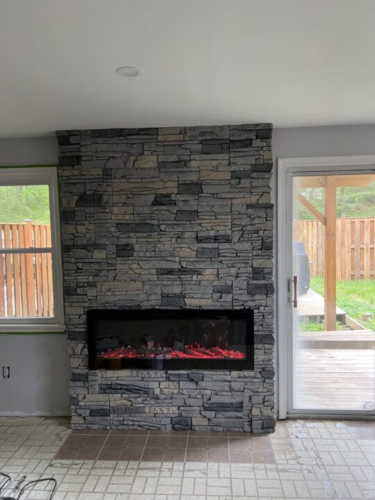 Northern Slate Stacked Stone DIY electric fireplace idea